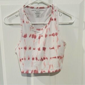 THREADS 4 THOUGHT Top Women's XS White Pink Tie Dye Sport Bra‎ Athleisure